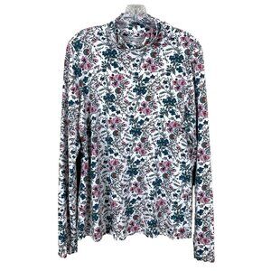 Peruvian‎ Connection Womens XL Turtleneck  Mock Neck Top Paisley Floral Boho